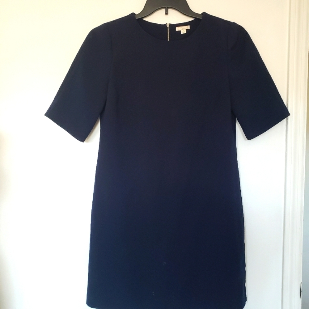 Gap Deigned Crafted Short Sleeve Navy Blue Dress Full Length Back Zipper Size 8